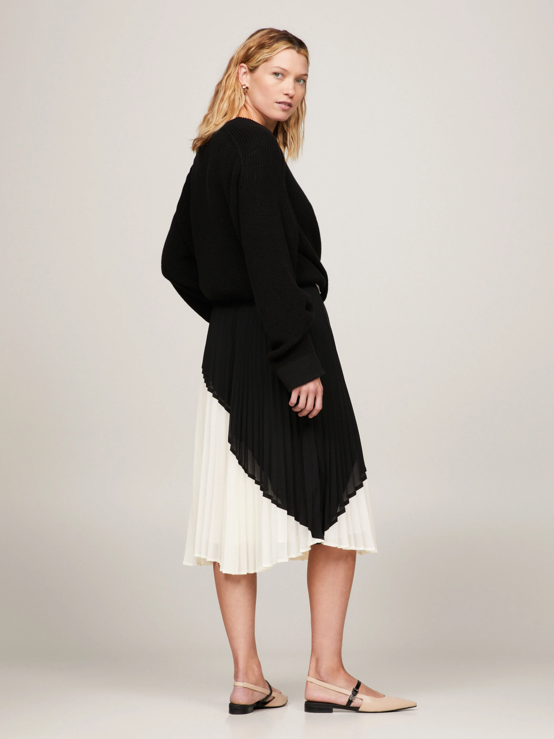 TOMMY HILFIGER Chân Váy Nữ Viscose Blocked Midi Skirt