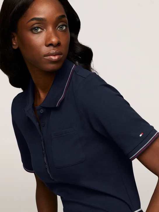 TOMMY HILFIGER Áo Polo Nữ Tay Ngắn Slim RWB Tipping Polo 1/2Slv