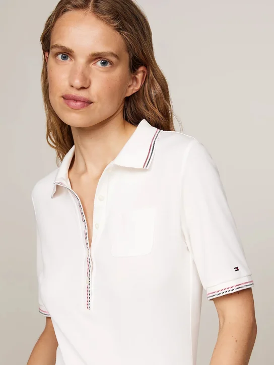 TOMMY HILFIGER Áo Polo Nữ Tay Ngắn Slim RWB Tipping Polo 1/2Slv
