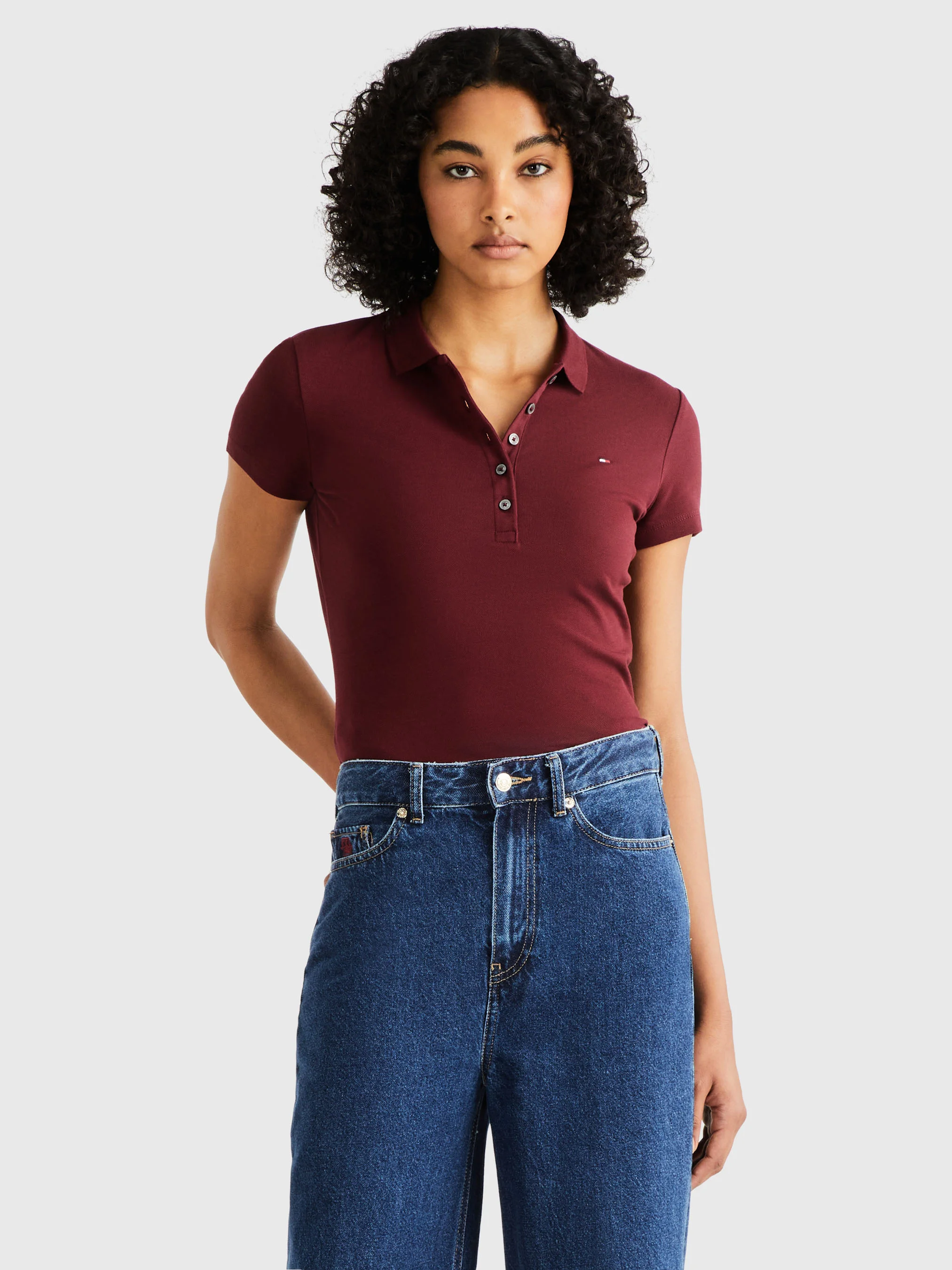 TOMMY HILFIGER Áo Polo Nữ Tay Ngắn IM Slim Polo SS