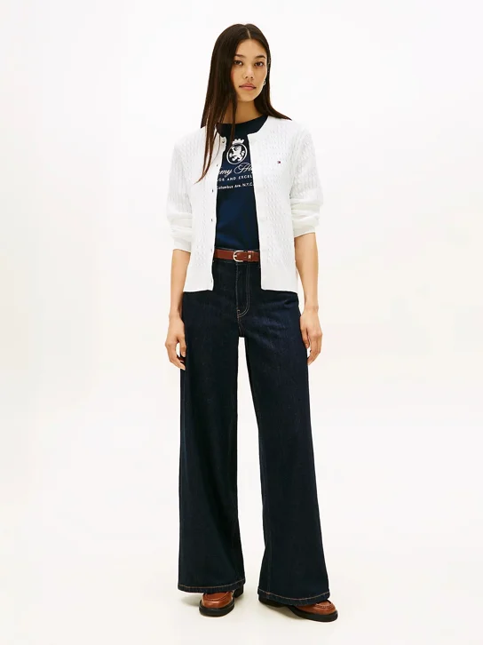 TOMMY HILFIGER Áo Cardigan Nữ Tay Dài Co Cable Fine GG C-Nk Cardi LS