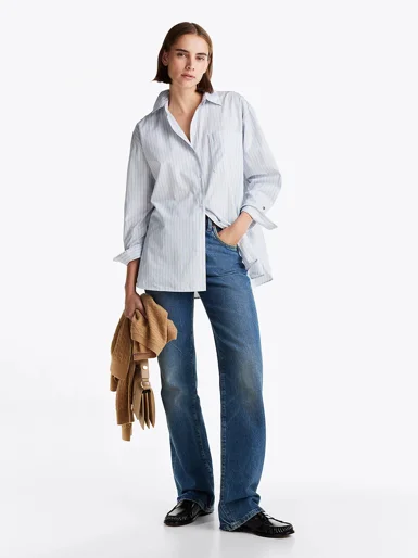 TOMMY HILFIGER Quần Jeans Nữ Relaxed Bootcut HW Leather Bo