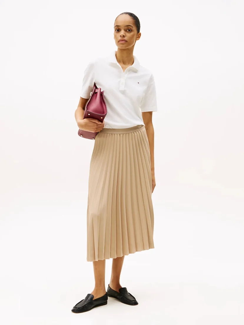 TOMMY HILFIGER Chân Váy Nữ Fluid Plted Pull On Midi Skirt
