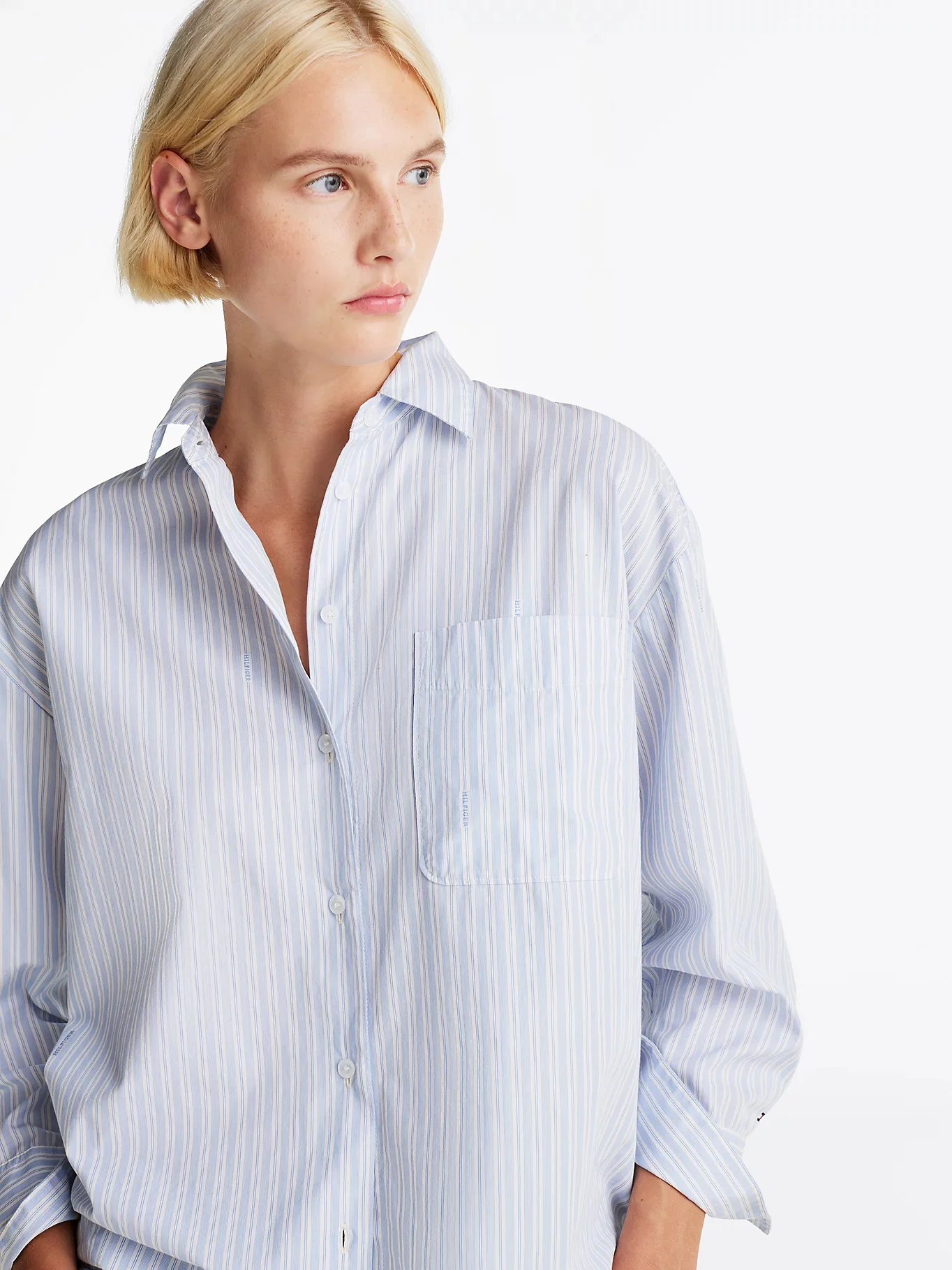 TOMMY HILFIGER Áo Sơ Mi Nữ Tay Dài Ess Poplin Monotype Loose Shirt