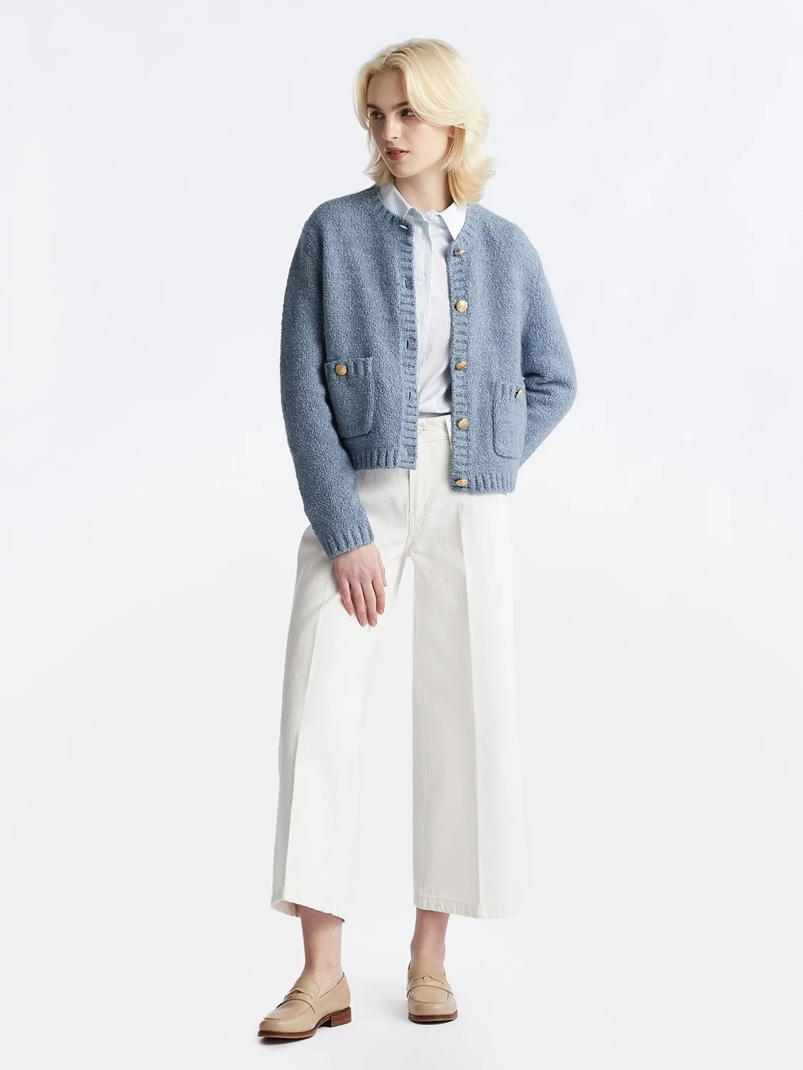 TOMMY HILFIGER Quần Jeans Nữ Wide Leg RW Ecru