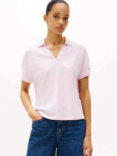 TOMMY HILFIGER Áo Polo Nữ Tay Ngắn Lyocell Open-Nk RF Polo SS