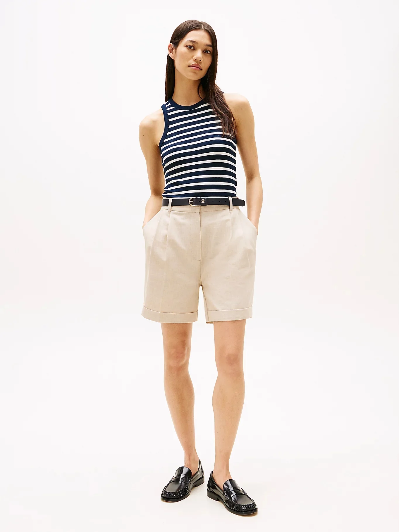 TOMMY HILFIGER Quần Ngắn Nữ Linen Mix Pleated Short