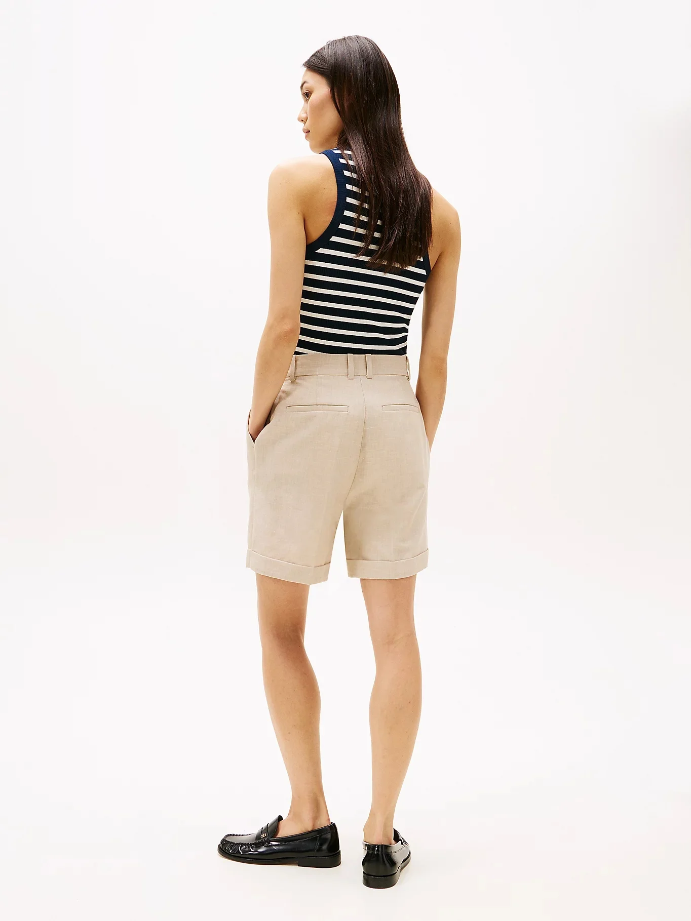 TOMMY HILFIGER Quần Ngắn Nữ Linen Mix Pleated Short