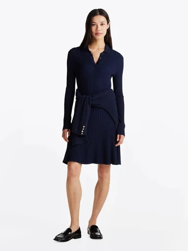 TOMMY HILFIGER Đầm Nữ Rayon Cable F&F LS Midi Dr