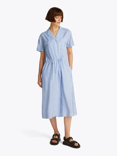 TOMMY HILFIGER Đầm Nữ Crinkle Vis Mix S/S Shirt Dress