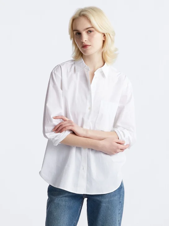 TOMMY HILFIGER Áo Sơ Mi Nữ Tay Dài IM AF Ess Poplin Easy Fit Shir