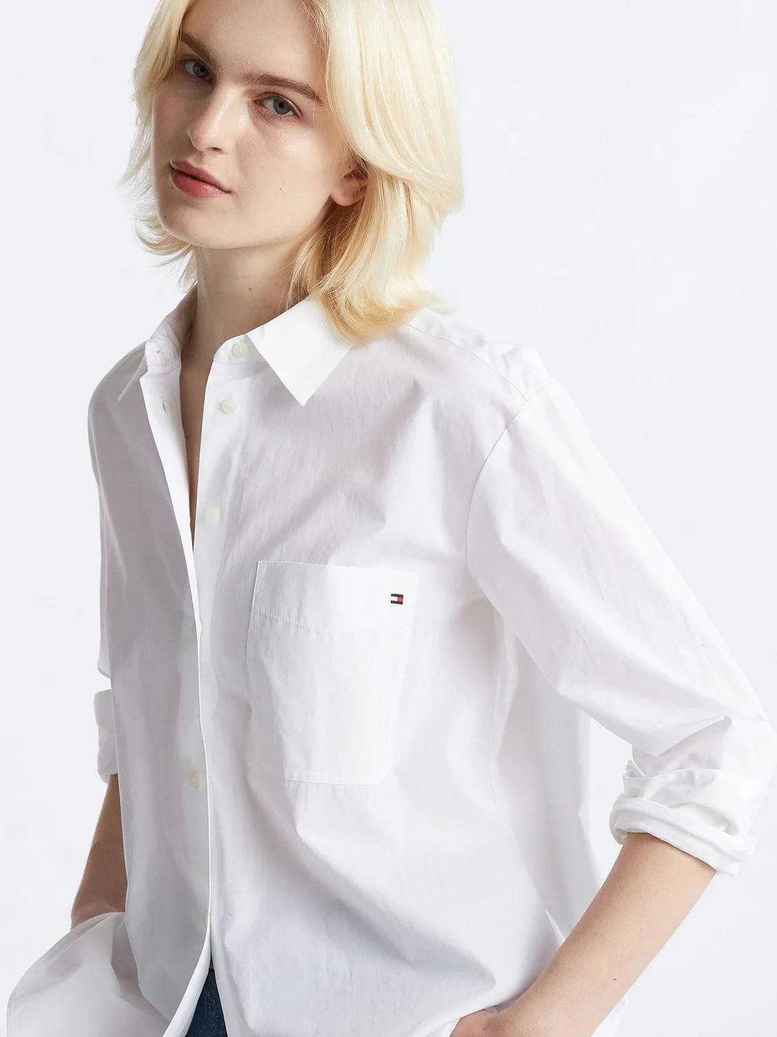 TOMMY HILFIGER Áo Sơ Mi Nữ Tay Dài IM AF Ess Poplin Easy Fit Shir