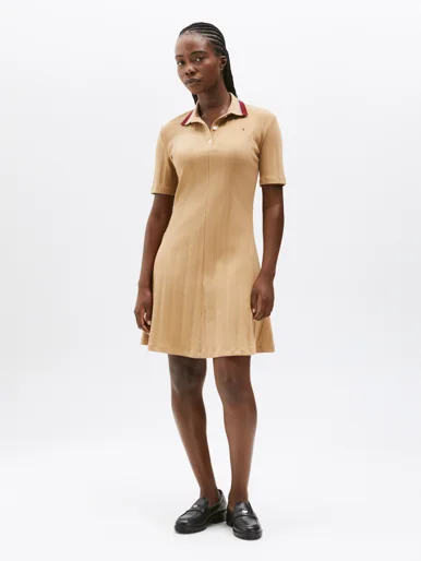 TOMMY HILFIGER Đầm Polo Nữ Tay Ngắn AF RWB Polo Dress Midi SS F