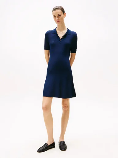 TOMMY HILFIGER Đầm Nữ Rib Button F&F Polo Swt Dress