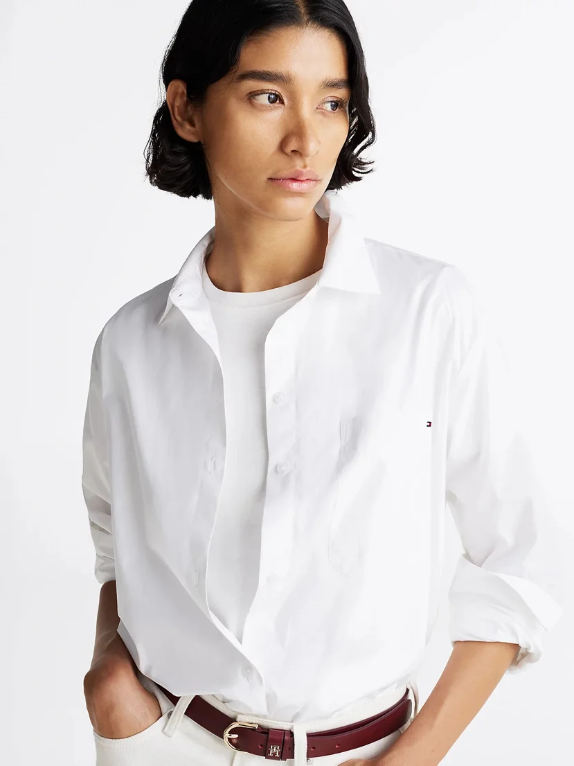 TOMMY HILFIGER Áo Sơ Mi Nữ Tay Dài Ess Poplin Easy Fit Shirt