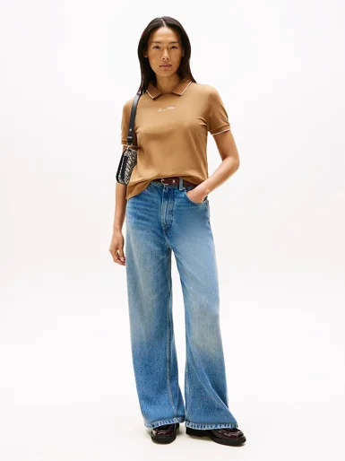 TOMMY HILFIGER Áo Polo Nữ Tay Ngắn IM Script Reg C-Nk SS Polo