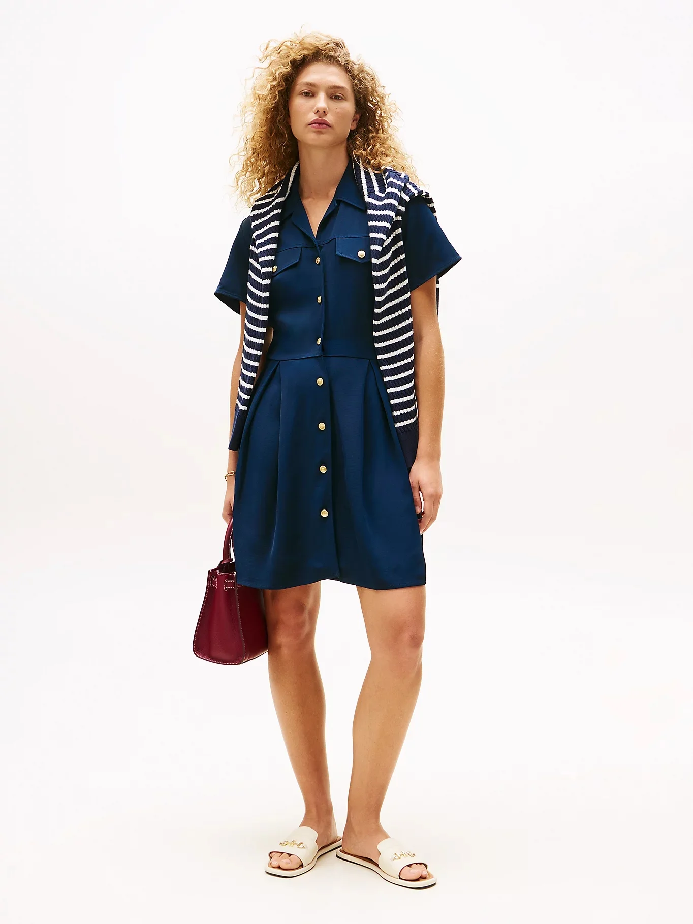 TOMMY HILFIGER Đầm Nữ Vis Twill S/S F&F Mini Dress