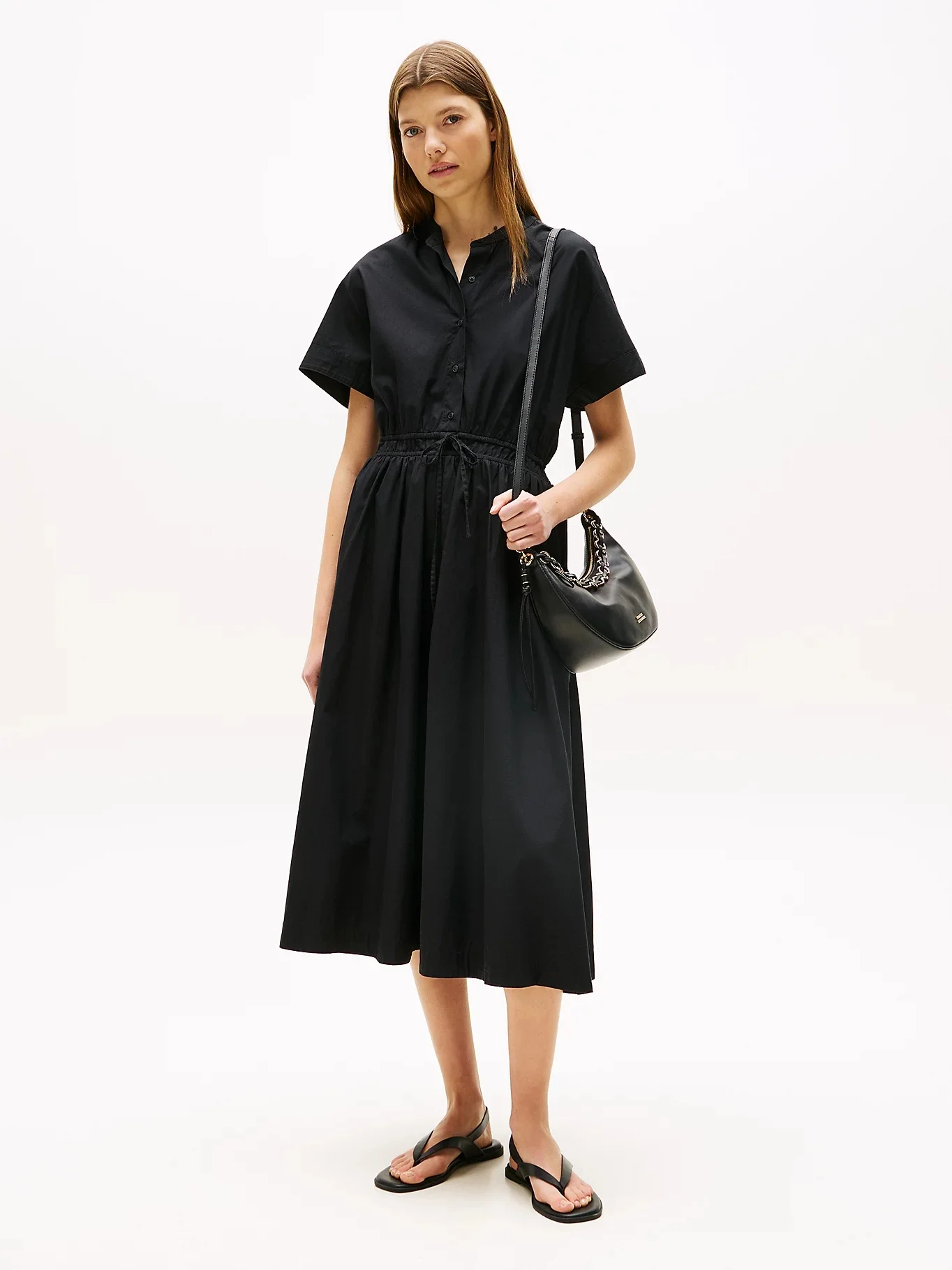 TOMMY HILFIGER Đầm Nữ Smocked Co Midi S/S Dress