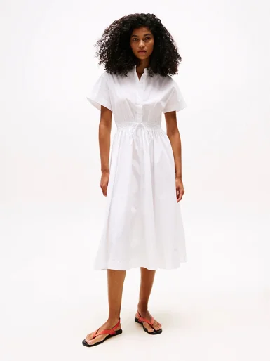 TOMMY HILFIGER Đầm Nữ Smocked Co Midi S/S Dress