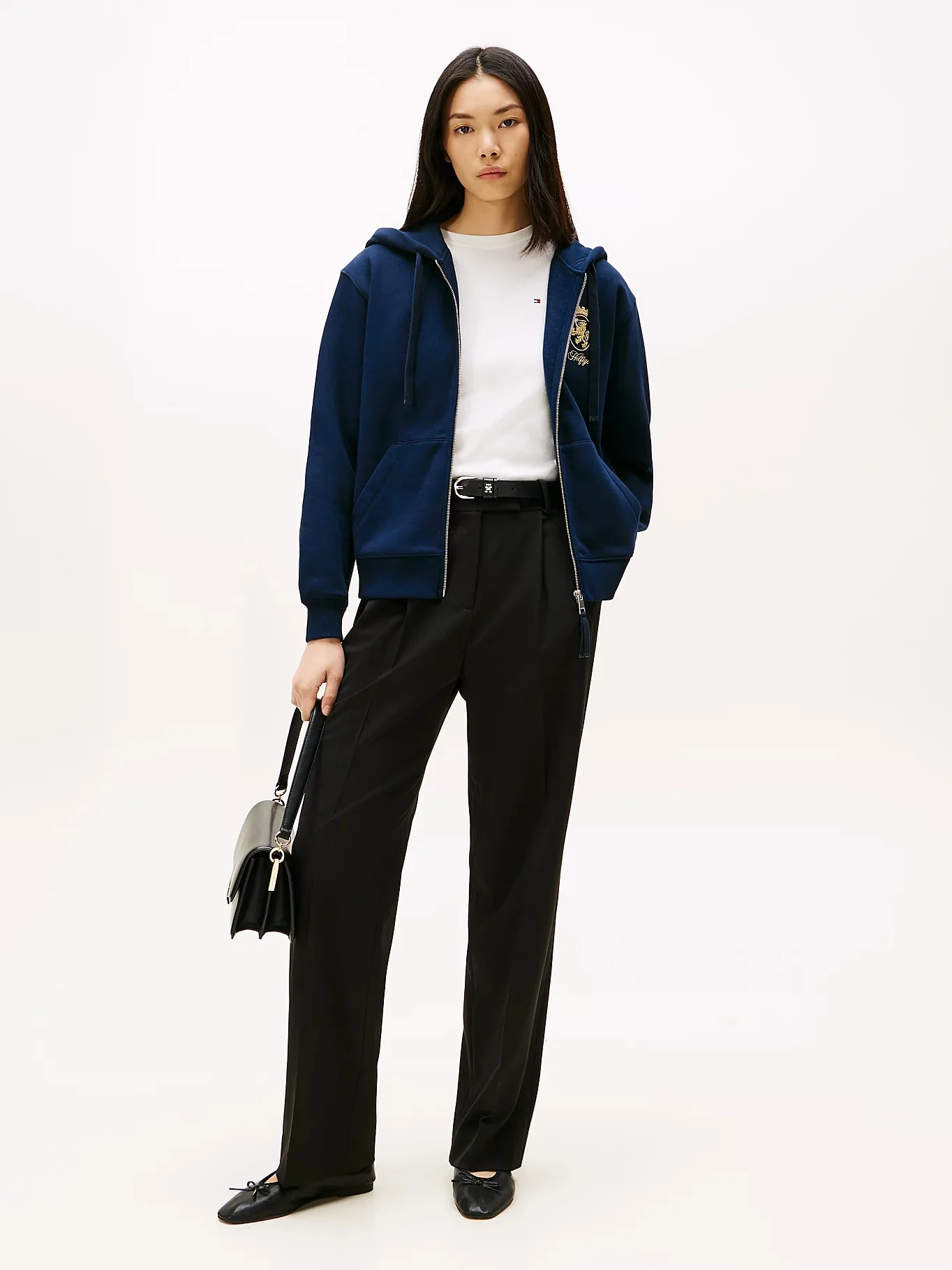 TOMMY HILFIGER Áo Khoác Nữ Tay Dài Gold Crest Terry Zip Through