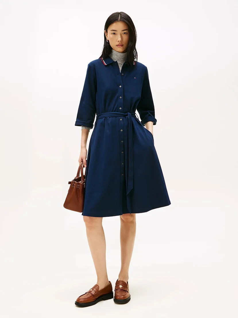 TOMMY HILFIGER Đầm Nữ RWB Buttoned SS Polo Drs 3/4