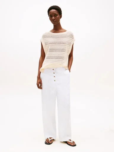 TOMMY HILFIGER Áo Sweater Nữ Không Tay Crochet Open-Nk SL Swt