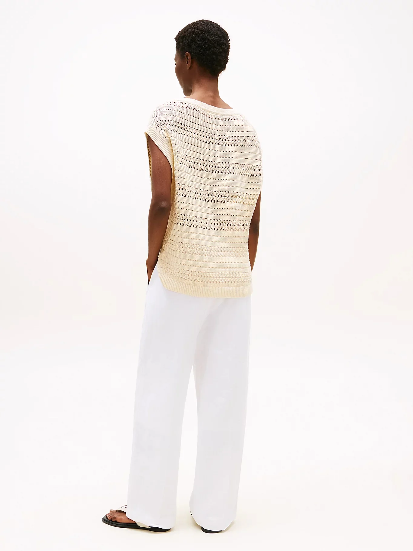 TOMMY HILFIGER Áo Sweater Nữ Không Tay Crochet Open-Nk SL Swt