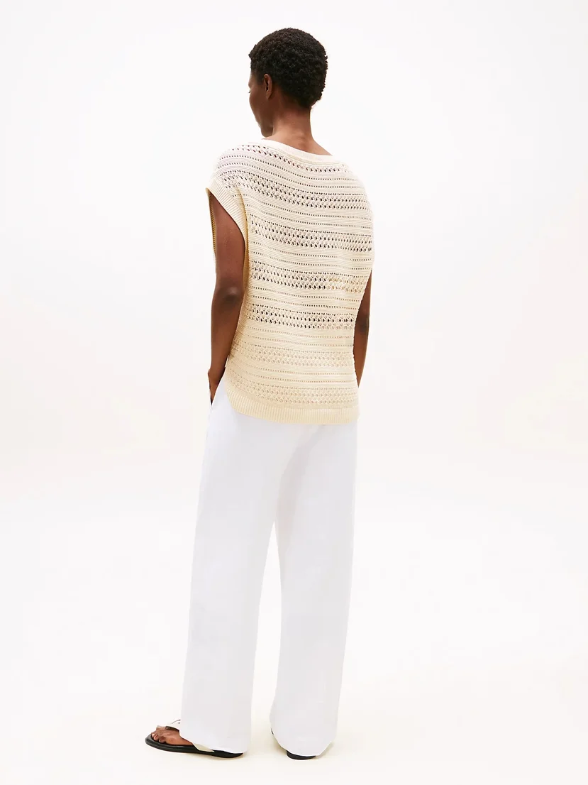 TOMMY HILFIGER Áo Sweater Nữ Không Tay Crochet Open-Nk SL Swt