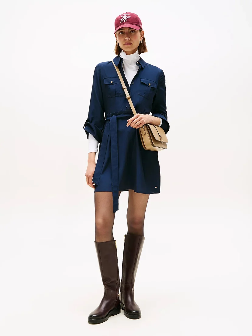 TOMMY HILFIGER Đầm Nữ Utility Fluid S/S Shirt Dress