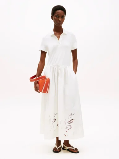 TOMMY HILFIGER Đầm Nữ IM Emb Anglaise Midi Polo Dress