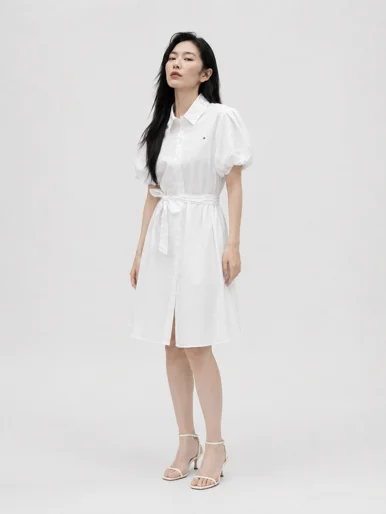 TOMMY HILFIGER Đầm Nữ Classic Poplin Puff S/S Dress