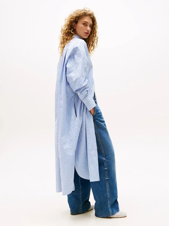 TOMMY HILFIGER Áo Sơ Mi Nữ Tay Dài NYFW Long Loose Shirt