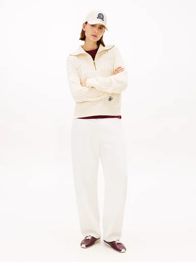TOMMY HILFIGER Áo Sweater Nữ Tay Dài Co Cable Mid Gg 1/2 Zip LS Swt