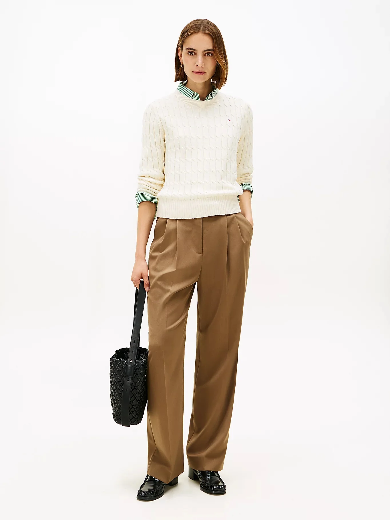 TOMMY HILFIGER Áo Sweater Nữ Tay Dài Co Cable Mid GG C-Nk LS Swt