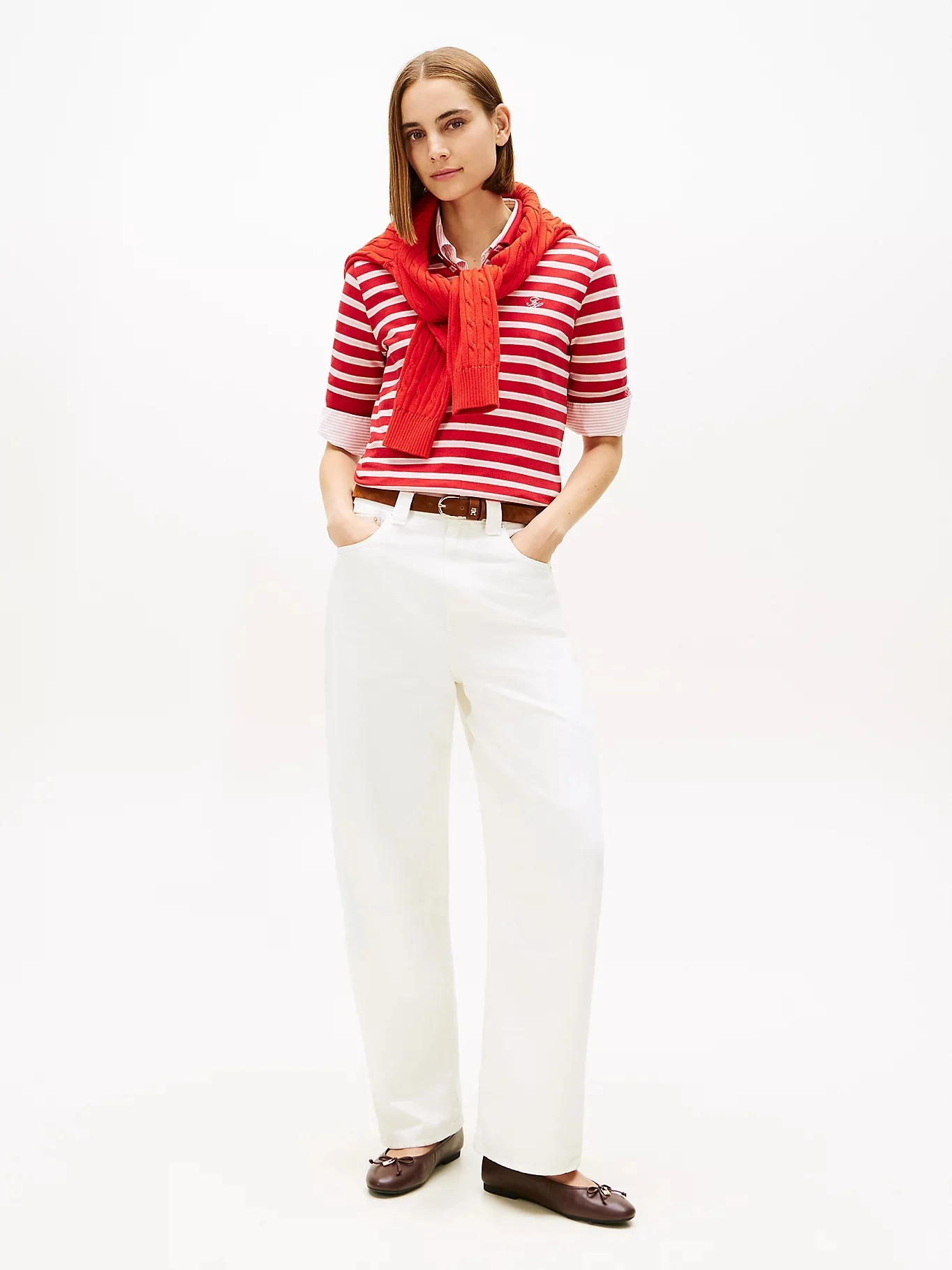 TOMMY HILFIGER Áo Polo Nữ Tay Ngắn TH Script Lyocell Zip SS Polo