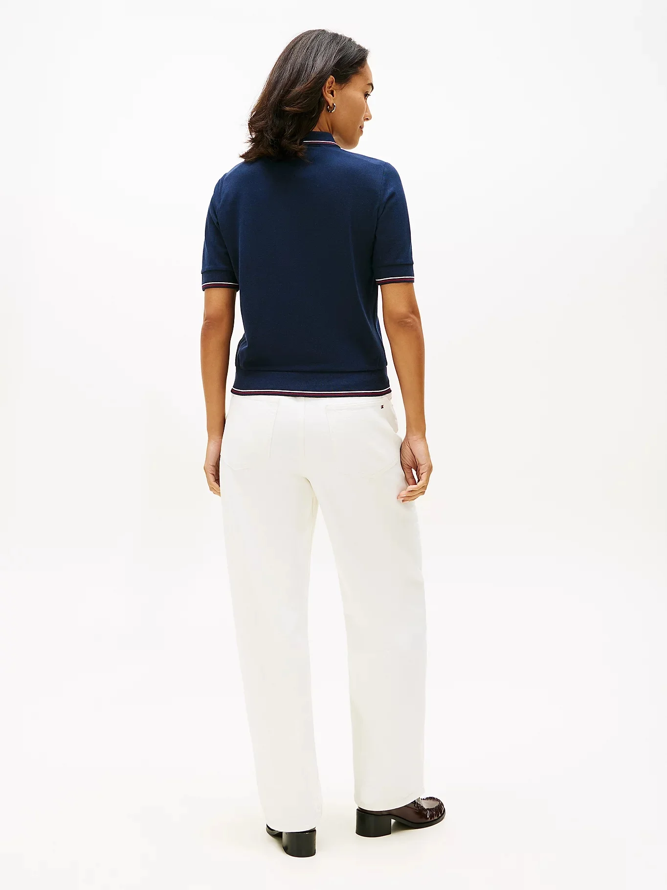 TOMMY HILFIGER Áo Polo Nữ Tay Ngắn TH Script Lyocell Zip SS Polo