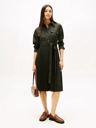 TOMMY HILFIGER Đầm Nữ Im AF Flannel Touch Pleat Dresss