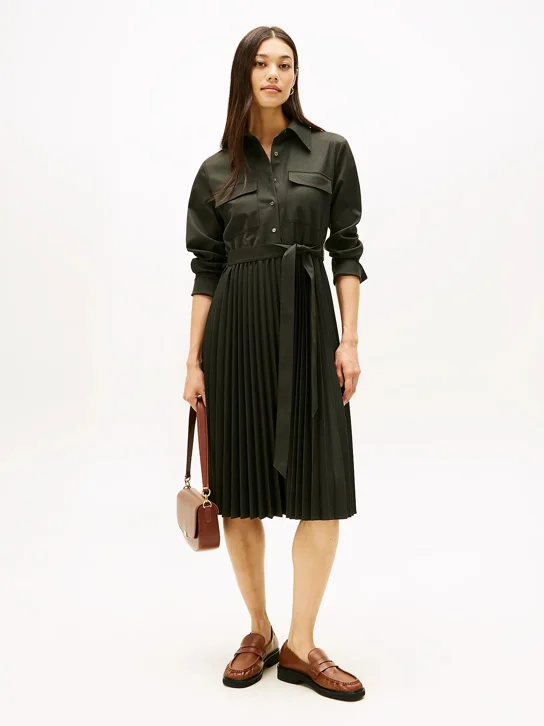 TOMMY HILFIGER Đầm Nữ Im AF Flannel Touch Pleat Dresss