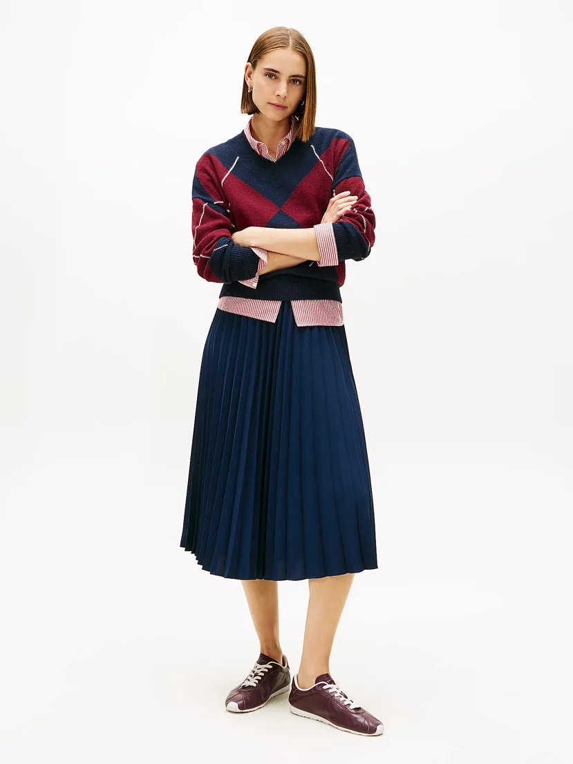 TOMMY HILFIGER Chân Váy Nữ Fluid Pleated Pull On Midi Skirt