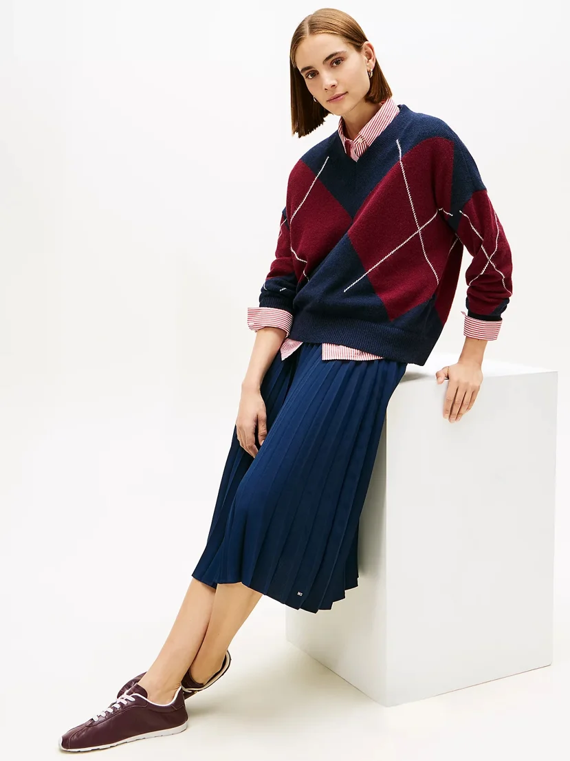 TOMMY HILFIGER Chân Váy Nữ Fluid Pleated Pull On Midi Skirt