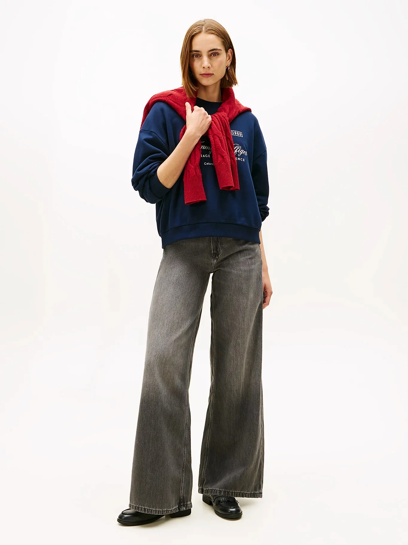 TOMMY HILFIGER Áo Sweatshirt Nữ Tay Dài Varsity Crest Terry Sweatshirt