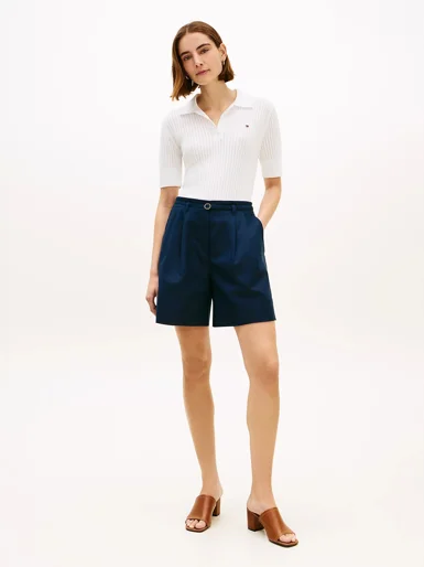 TOMMY HILFIGER Áo Sweater Nữ Tay Ngắn Im AF Pointelle S/S Polo Swtr