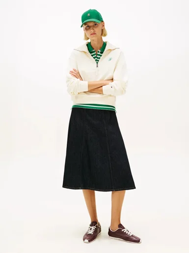 TOMMY HILFIGER Áo Khoác Nữ Tay Dài TH Script Hlf-Zip Trry Swtshrt