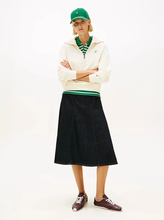 TOMMY HILFIGER Áo Khoác Nữ Tay Dài TH Script Hlf-Zip Trry Swtshrt