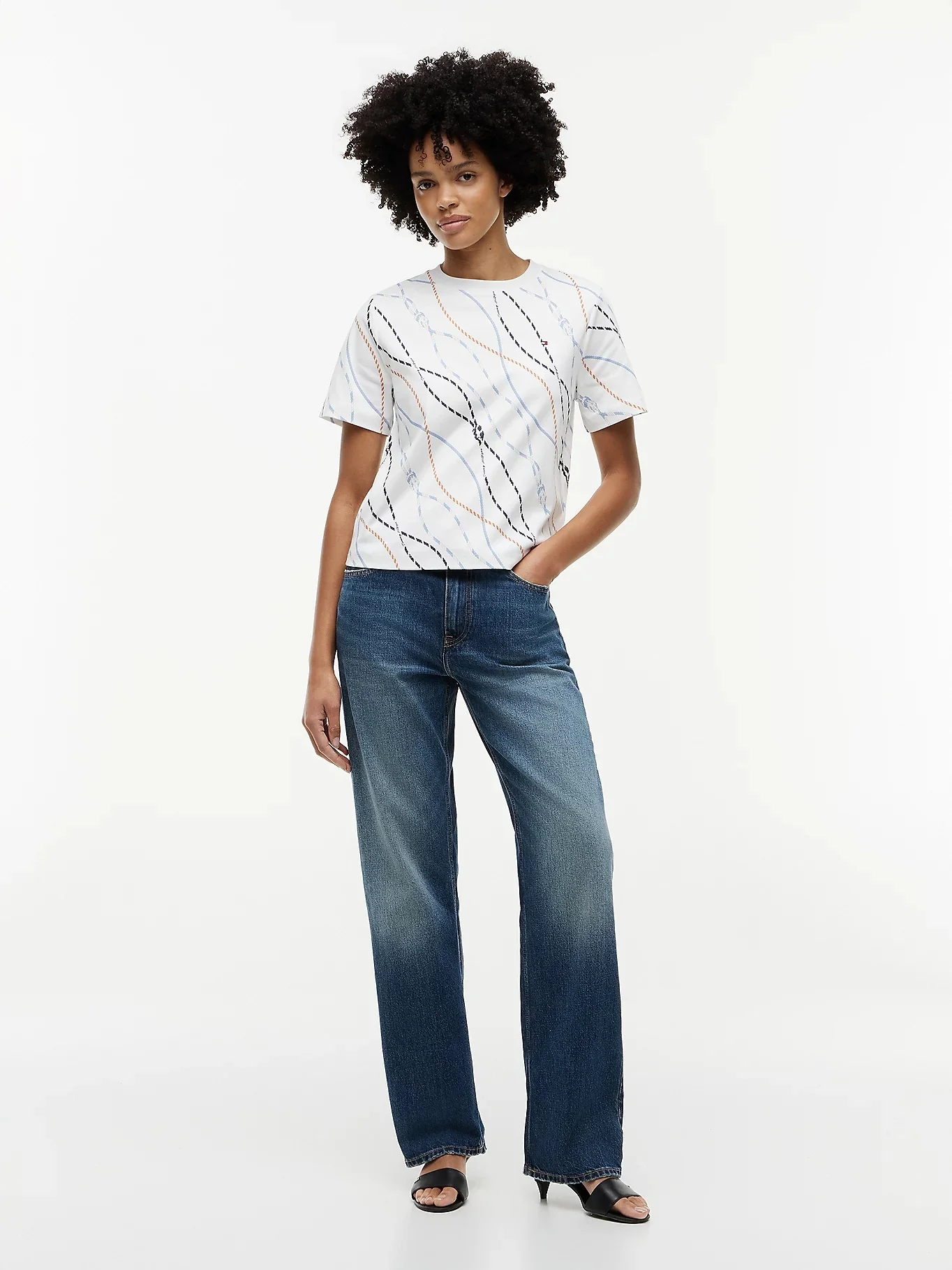 TOMMY HILFIGER Áo Thun Nữ Tay Ngắn Interlock Boxy C-Nk SS Tee