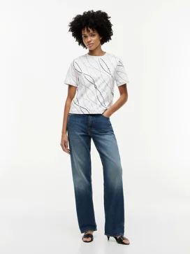 TOMMY HILFIGER Áo Thun Nữ Tay Ngắn Interlock Boxy C-Nk SS Tee