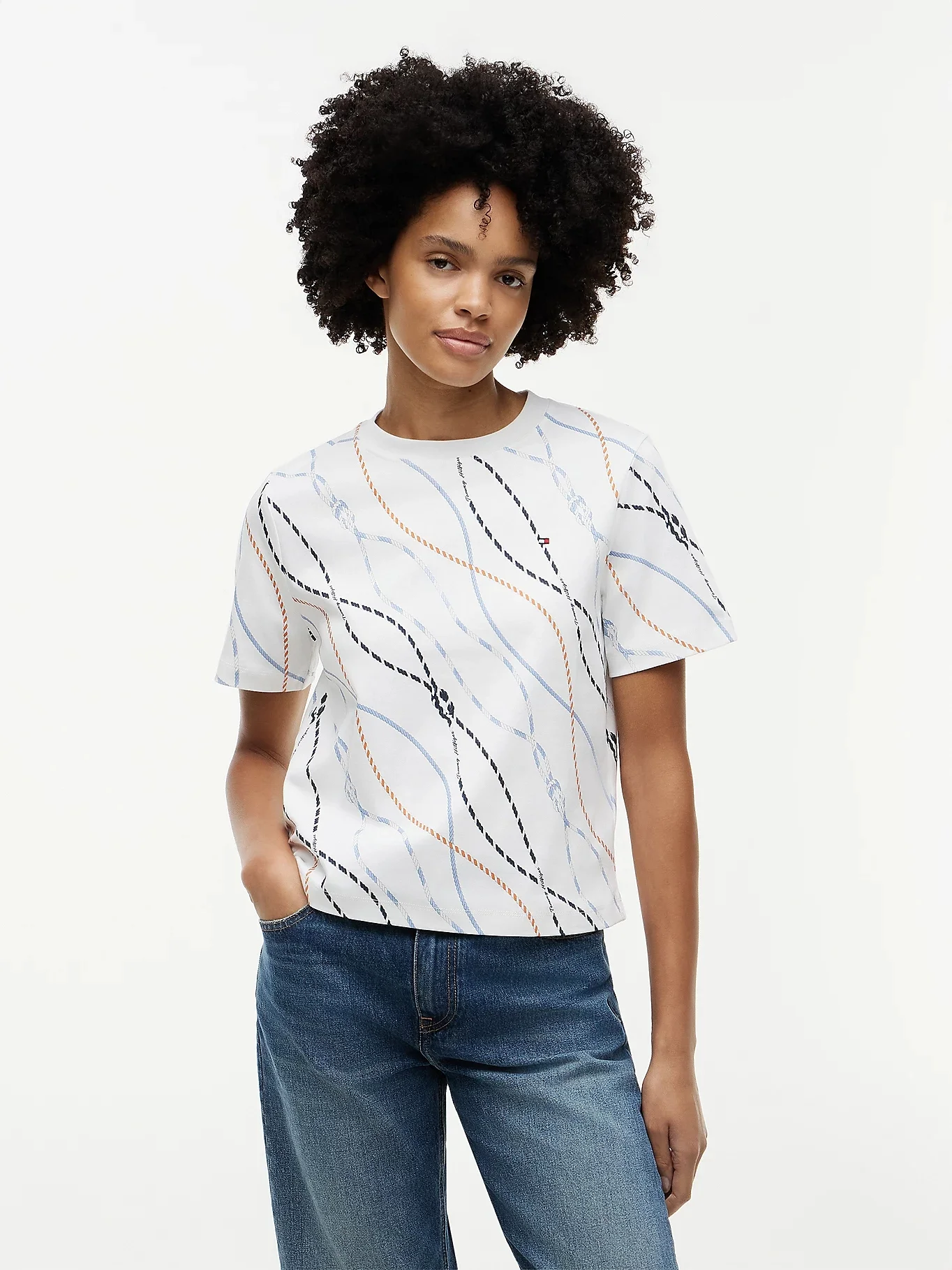 TOMMY HILFIGER Áo Thun Nữ Tay Ngắn Interlock Boxy C-Nk SS Tee