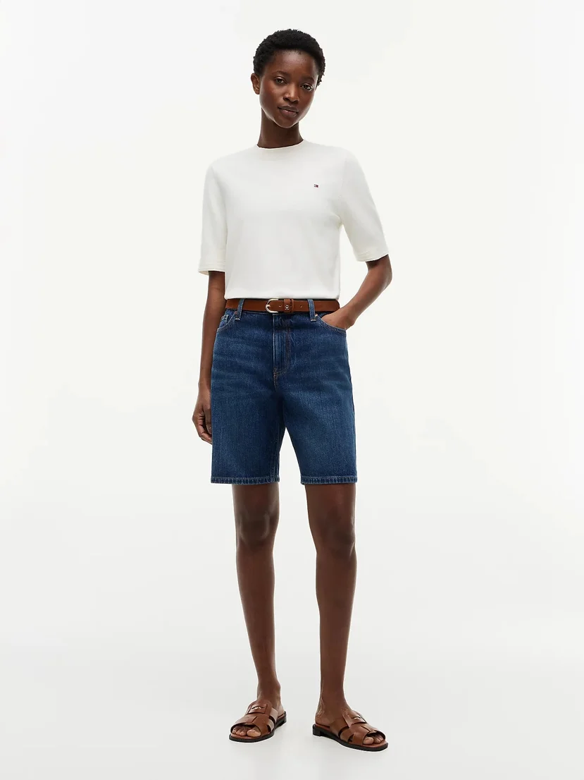 TOMMY HILFIGER Áo Sweater Nữ Tay Ngắn Co Jersey Fine Gg C-Nk SS Swt