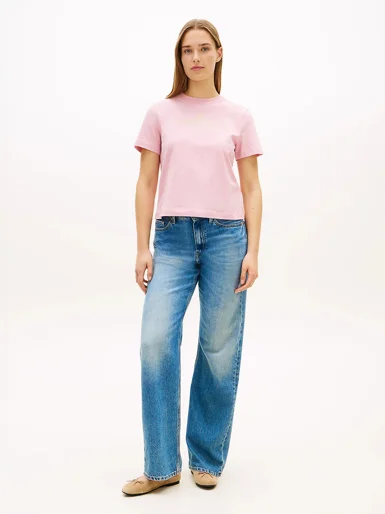 TOMMY HILFIGER Áo Thun Nữ Tay Ngắn Im Lurex Vsity Reg C-Nk SS Tee