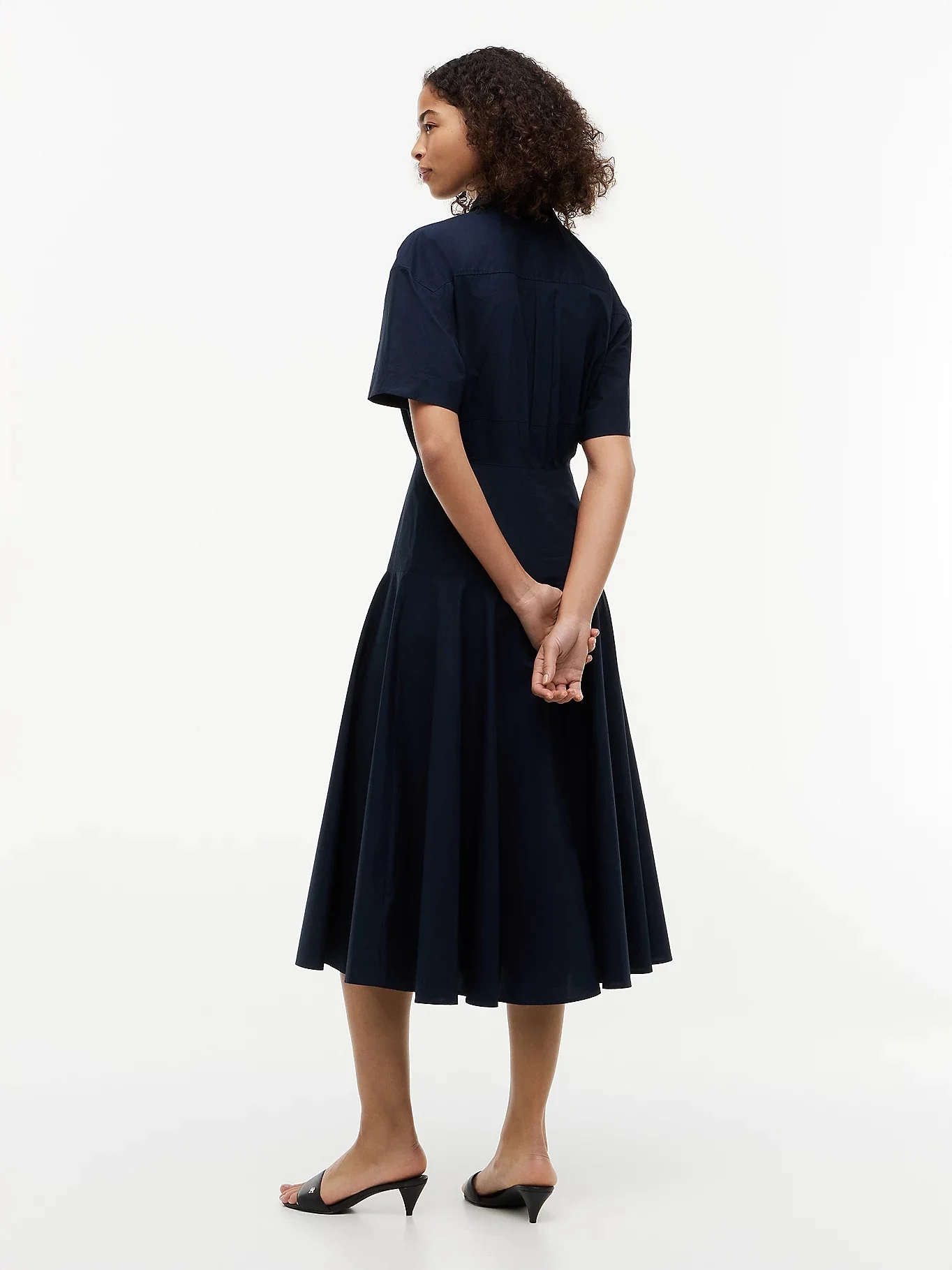 TOMMY HILFIGER Đầm Nữ Poplin Flre SS Midi Shrt Dress